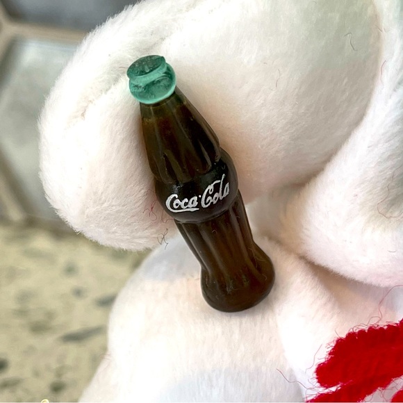 Coca Cola Polar Bear with Green Scarf with tag and Coca Cola bottle - Picture 5 of 6